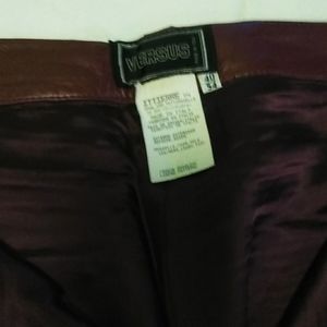 Versus By Versace Mens Wine Red Lambskin jeans
